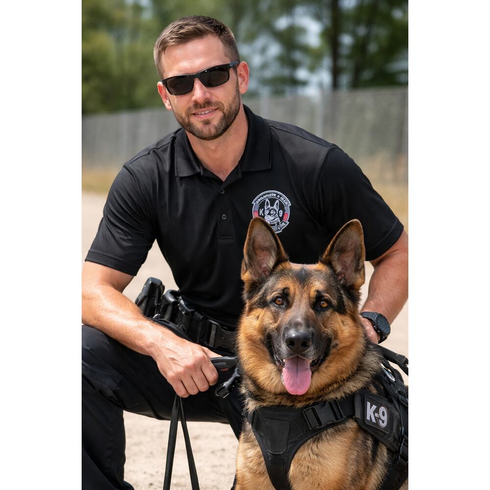 K-9 Tactical Polo  XXL Black Embroidered Police Dog Detect Protect Serve NWOT